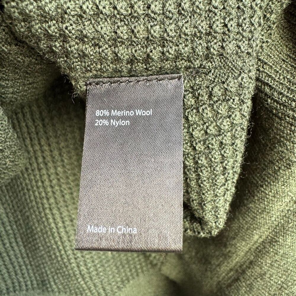 Proof Huckberry Mens 72 Hour Merino Wool Sweater XL Green Minimalist Waffle Knit - Picture 4 of 5